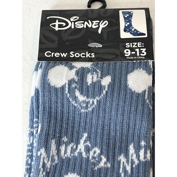 Disney Mickey Mouse Men’s Crew Socks Blue Graphic Size 9-13 New With Tags - Picture 3 of 3